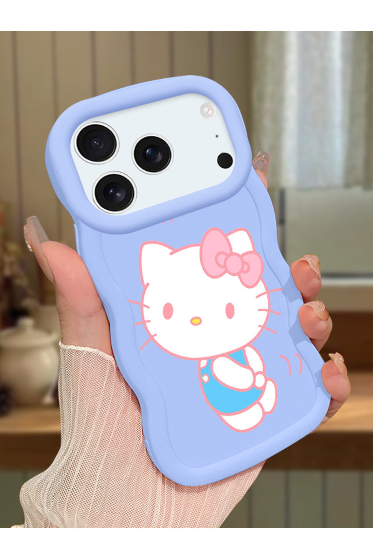 iPhone 17 Pro Max Compatible Case Camera Protector Blue Silicone Couple Phone Case Kitty Pattern
