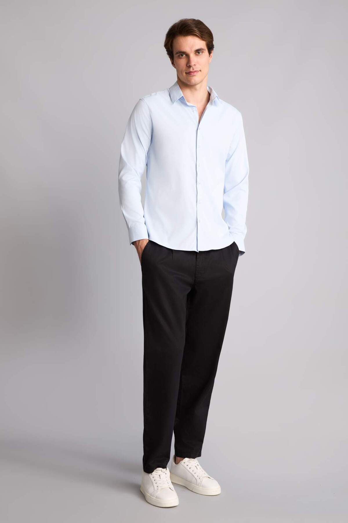Modern Fit Uzun Kollu Gömlek H8114AX26SM — آبی — تصویر 2 از 7
