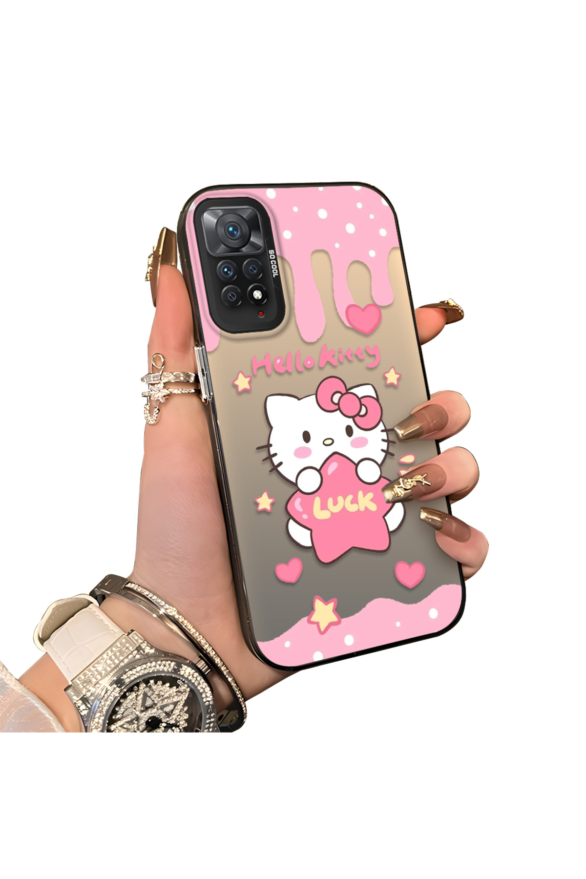 Redmi Note 11 Pro 5G Compatible Silicone Edge Hard Back Case Couple Phone Case Kitty Pattern