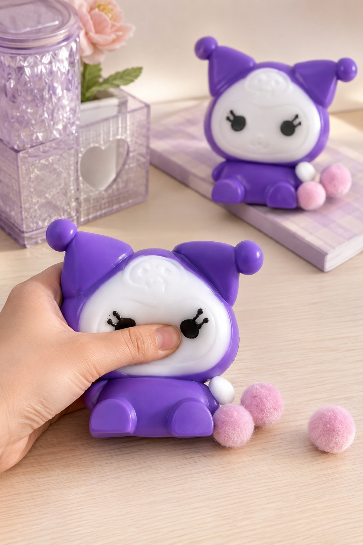 UĞURDAN Kuromi Sukuşi Yapışkan Taba Squishy Stres Oyuncağı Yumuşak