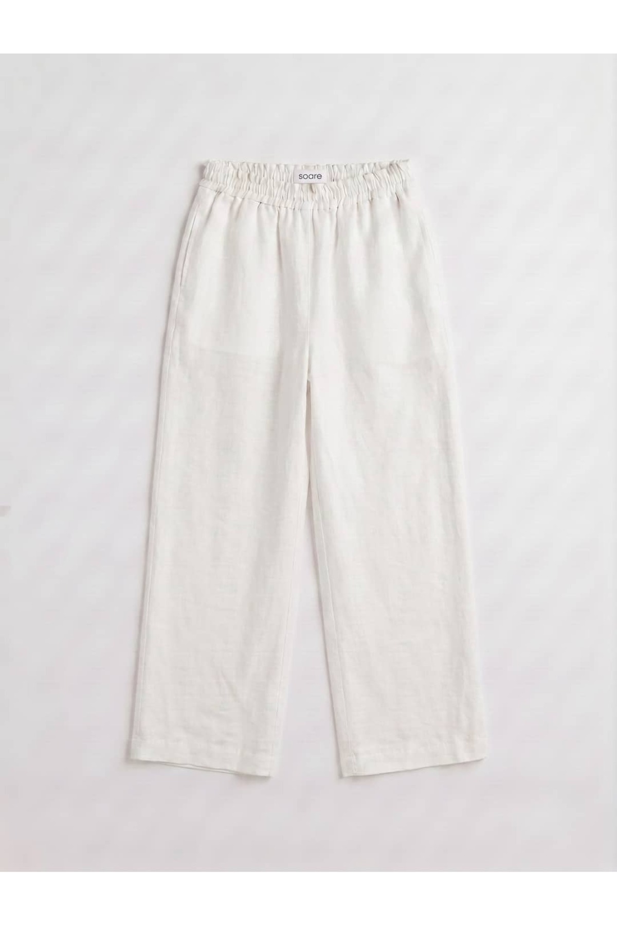 Astarlı Düğmeli Oversize Beyaz Keten Takım 7