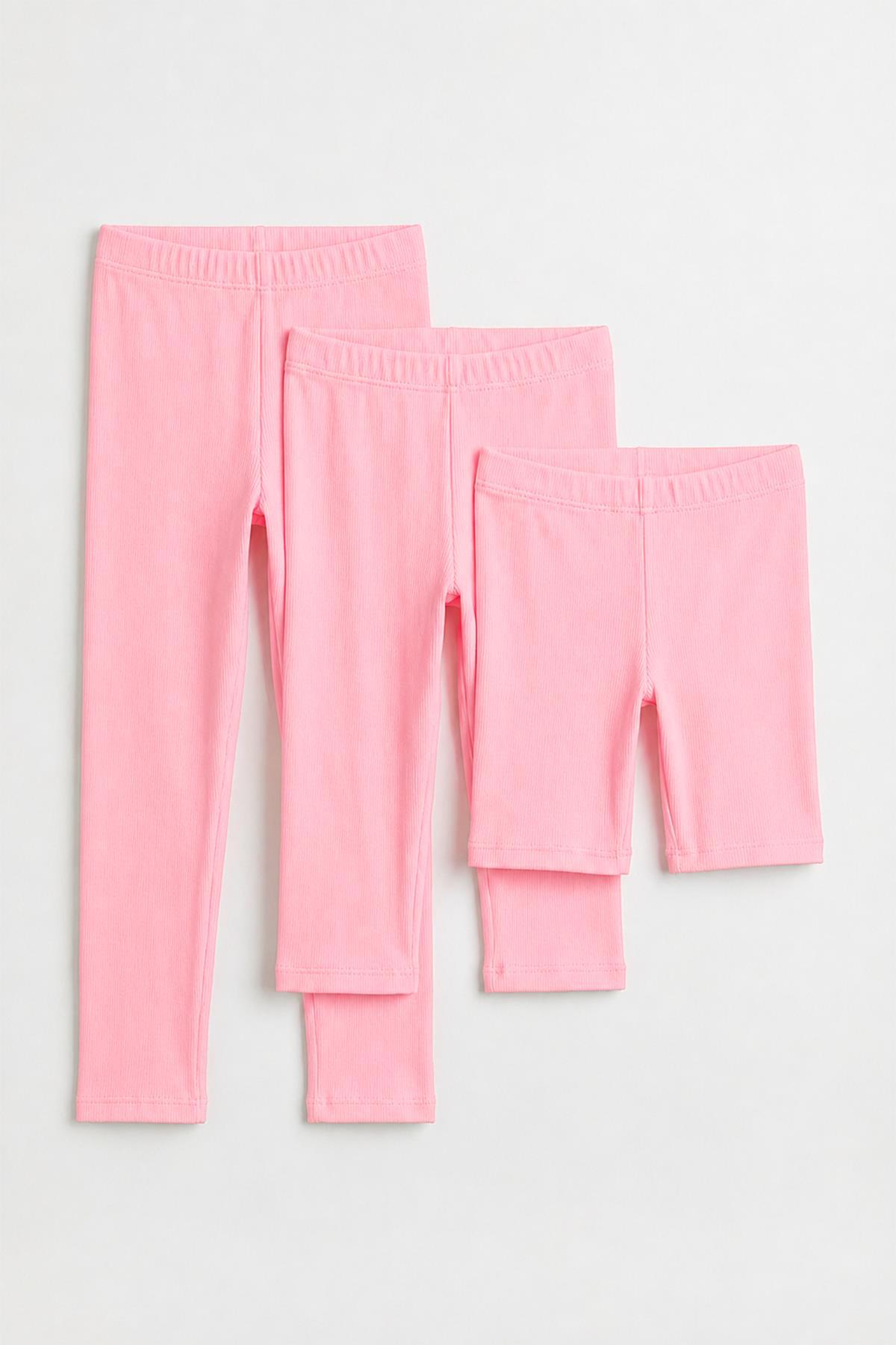 Perendi 95% Cotton 3-Piece Girls' Leggings Set, Long, Capri and Shorts Models