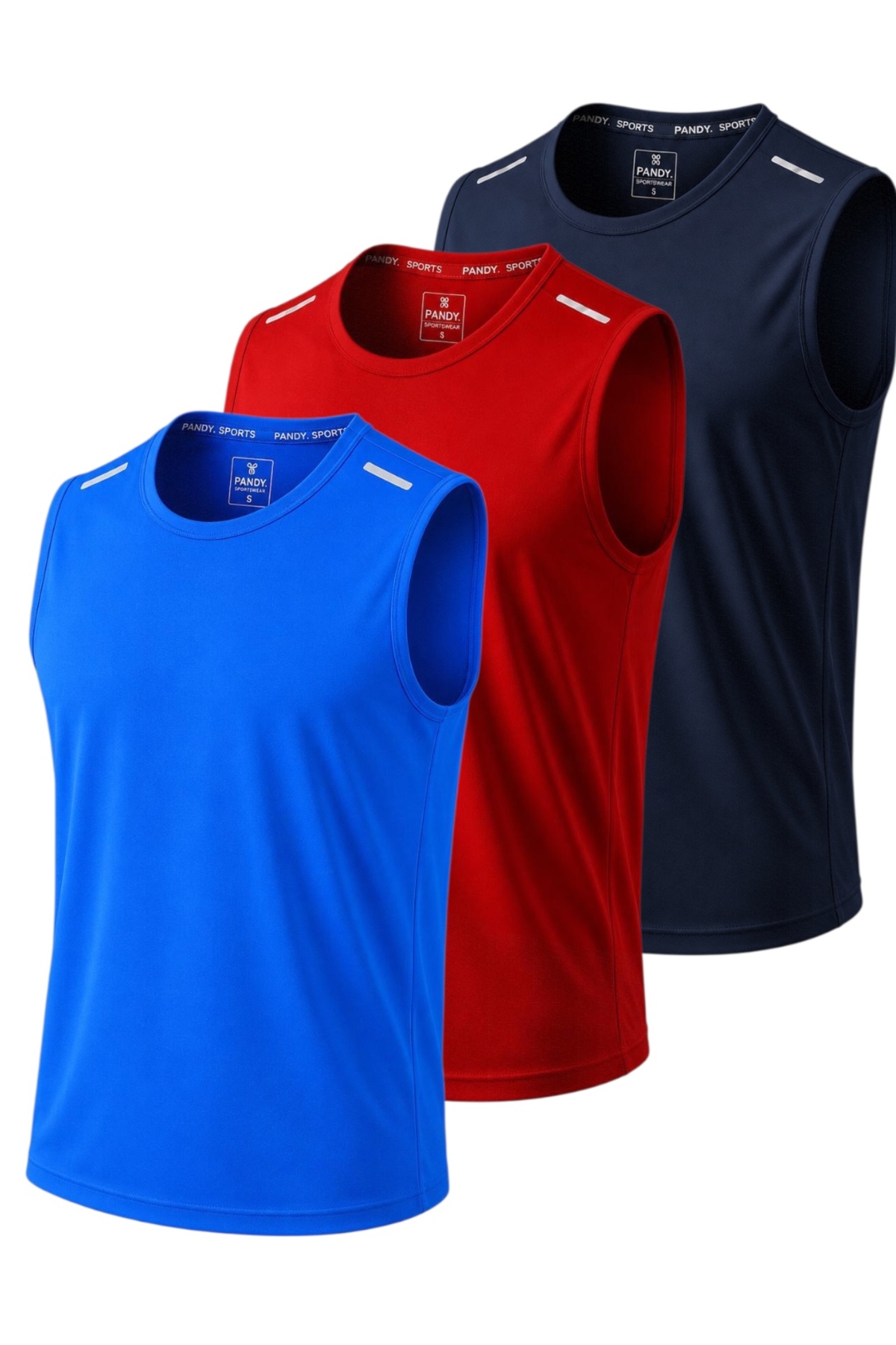 pandy 3'lü Hızlı Kuruma Nefes Alabilen Atletik Teknik Sporcu Sıfır Kol T-shirt