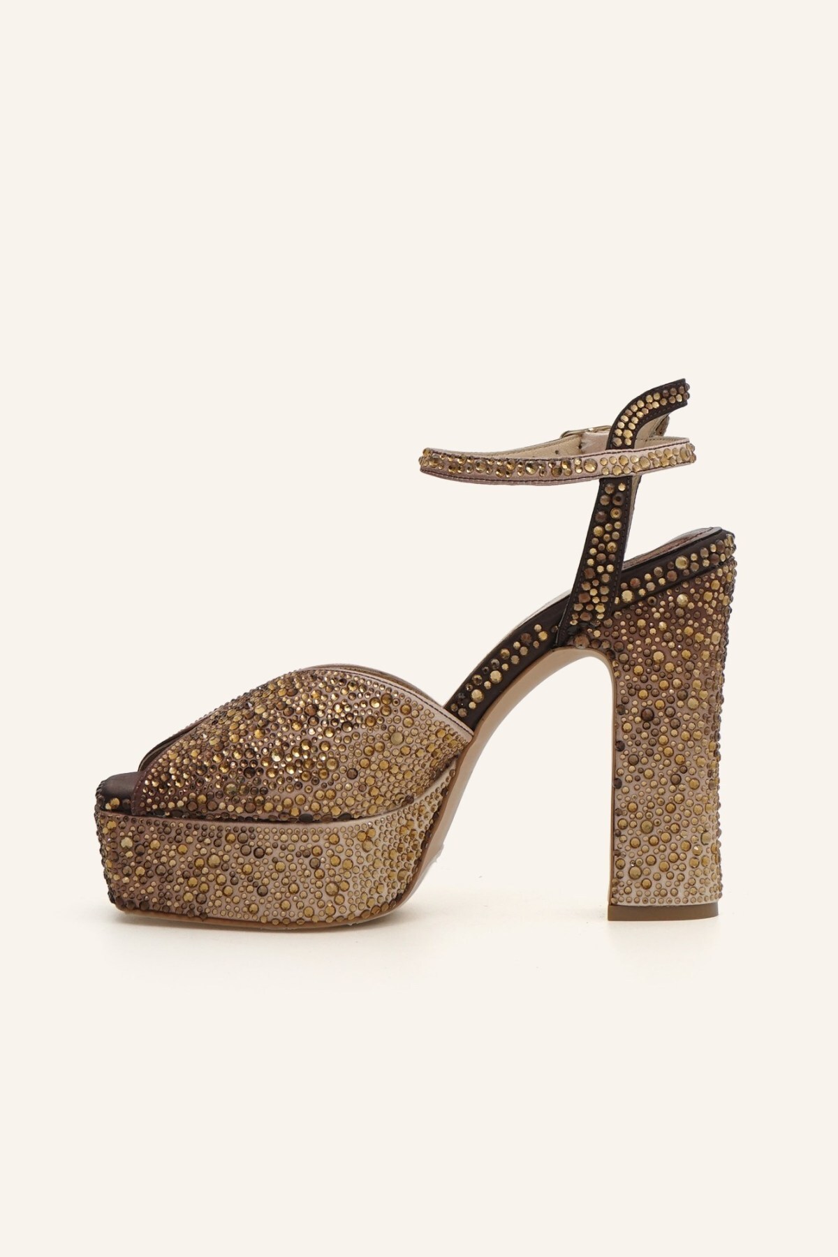 Resim MARCATELLI Bronz Saten Dream Platform Topuklu Ayakkabı 