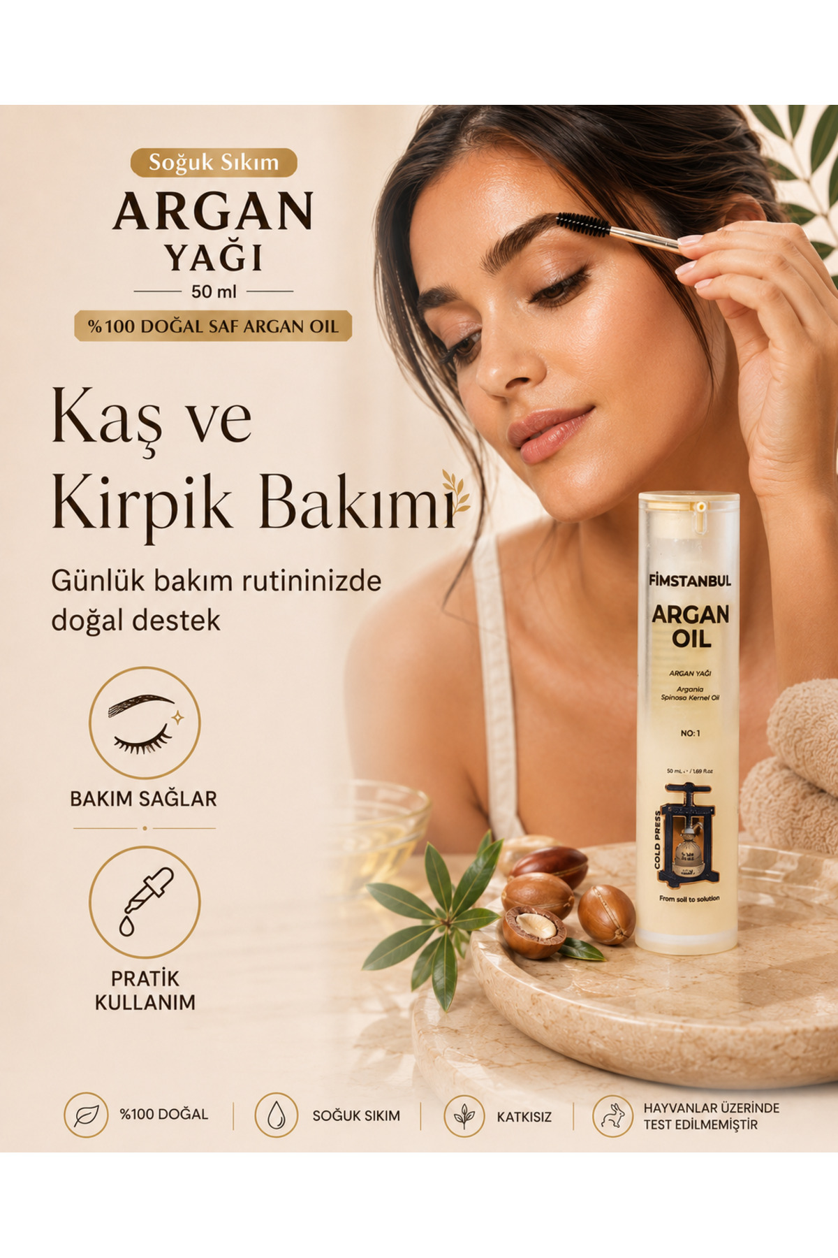 Soğuk Sıkım Argan Yağı 50 ml %100 Doğal Saf Cilt ve Saç Bakım Yağı — FMSTARGANYAĞI20 — تصویر 4 از 8