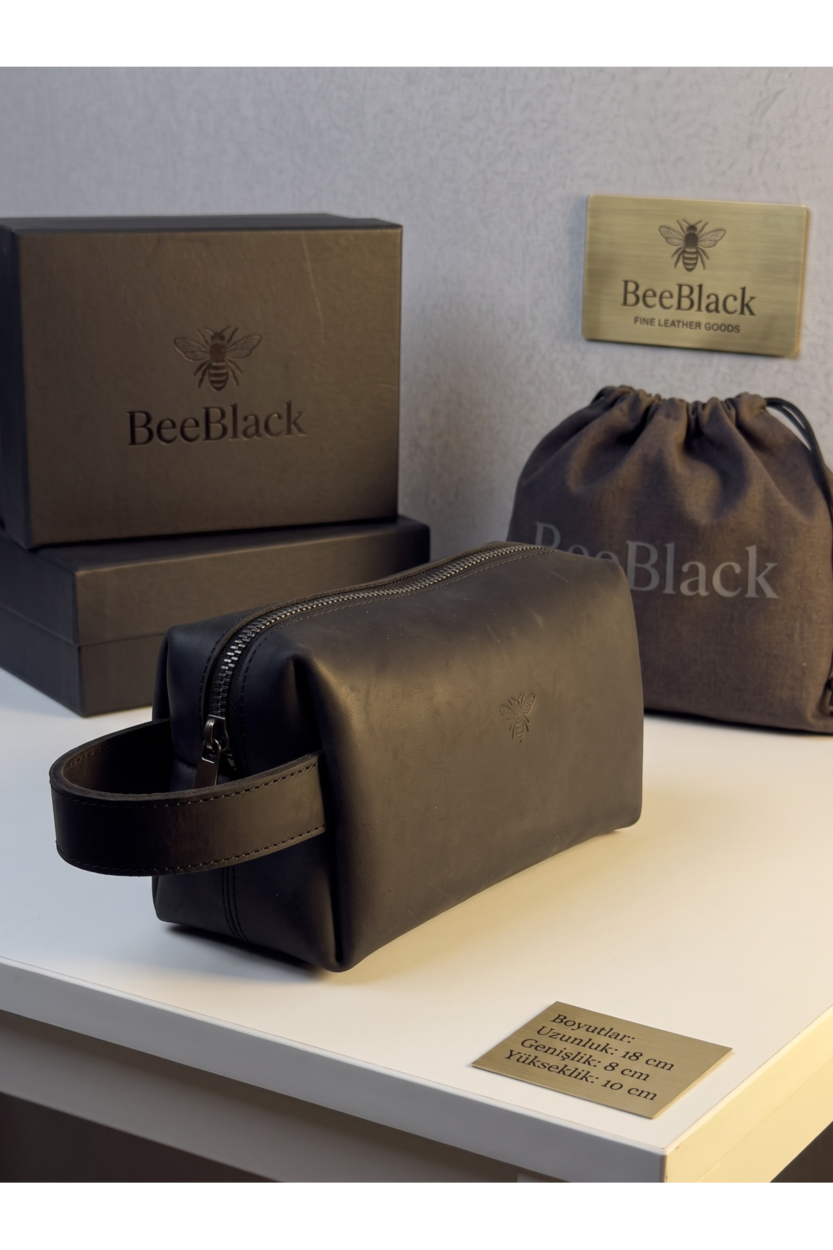 BeeBlack %100 Hakiki Deri Organizer NERO Model El Çantası-Siyah Crazy Günlük El Taşıma Çantası orta boy