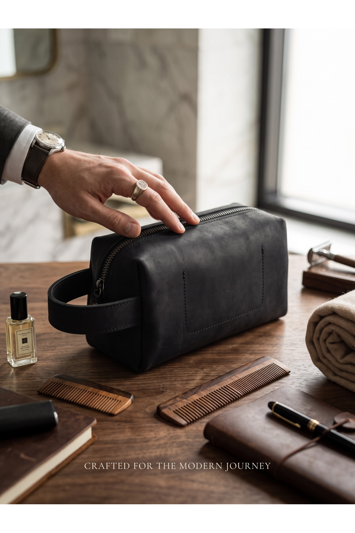 BeeBlack %100 Hakiki Deri Organizer NERO Model El Çantası-Siyah Crazy Günlük El Taşıma Çantası orta boy görsel 3
