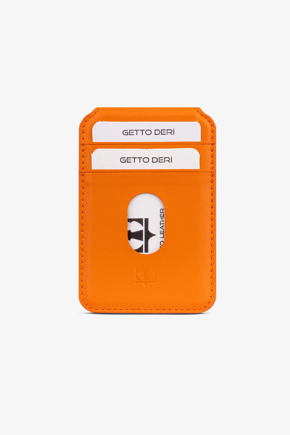 Getto Deri Hold Çift Taraflı Katlanabilir MagSafe Uyumlu Telefon Kartlığı, Kişiye Özel İsim Baskılı