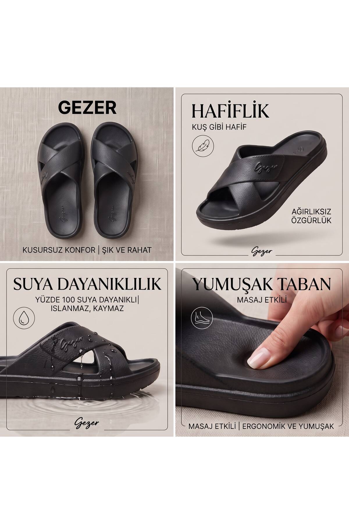 GEZER Çapraz Konfor Kadın Yazlık Hafif Eva Terlik görsel 3