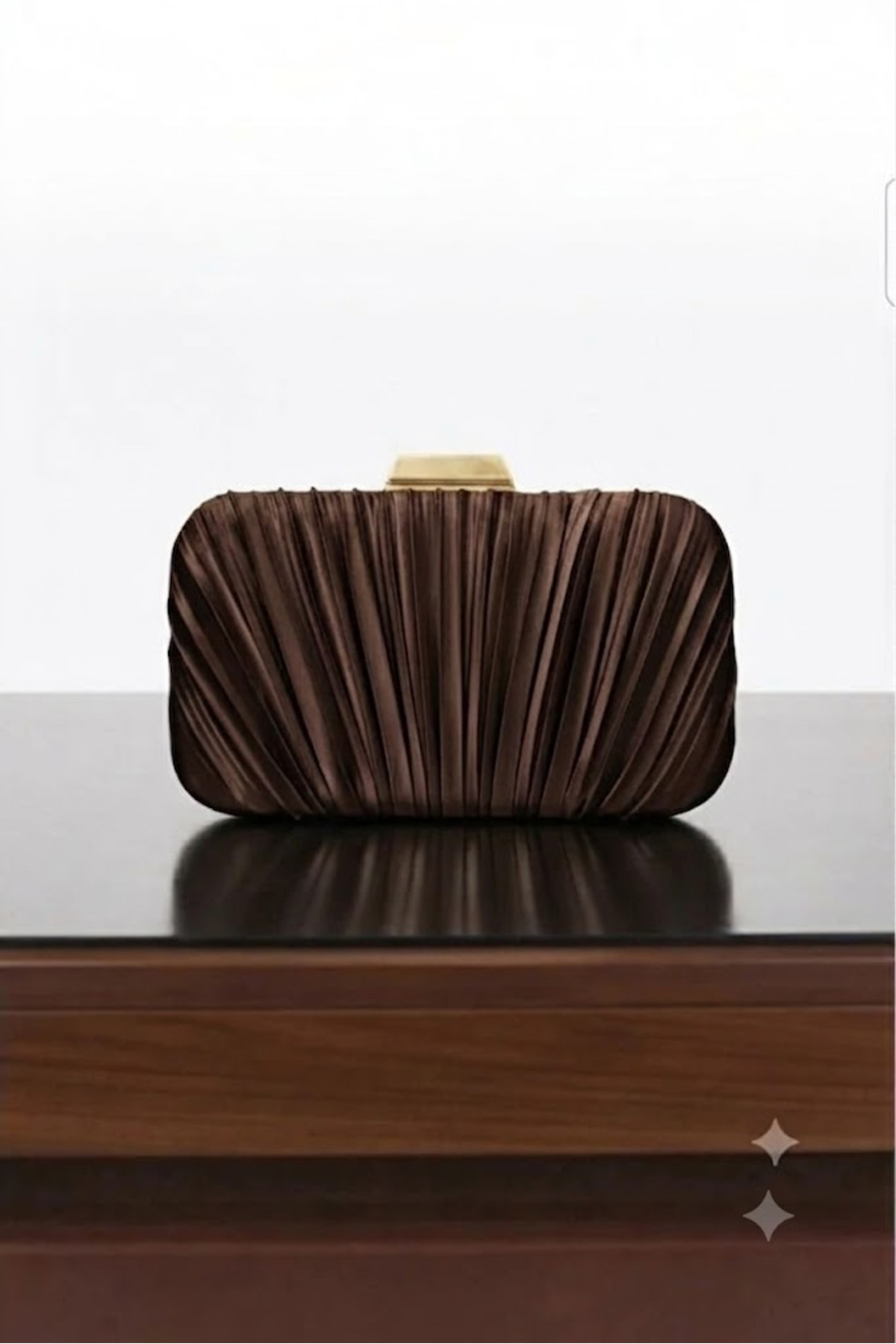 ZEYYMODA Kahve Pilse Desenli Abiye Çanta Pile Desen Abiye Çanta ve Clutch Portföy El Gece Düğün Nişan Abiye Çantası