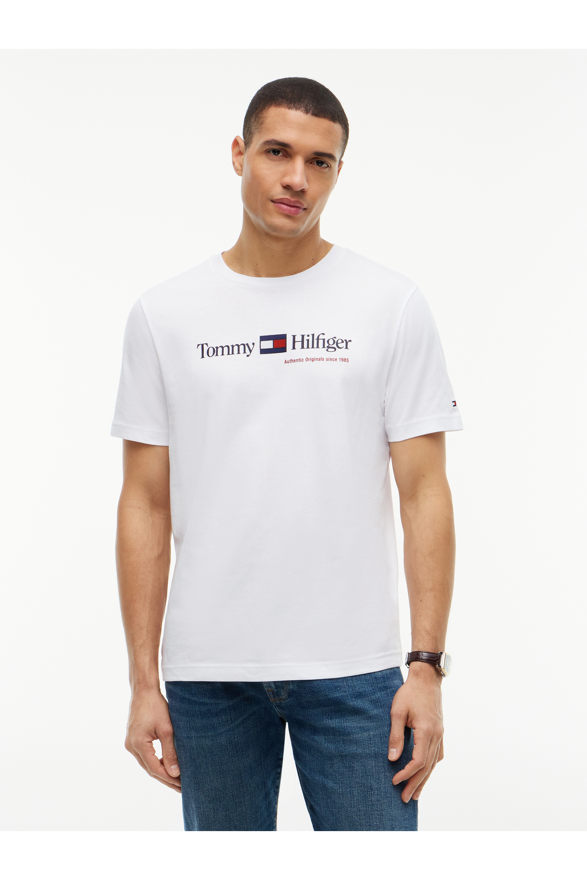 Tommy Hilfiger MW0MW44875 TRIČKO S GRAFIKOU BRAND LOVE RWB YBR Biele