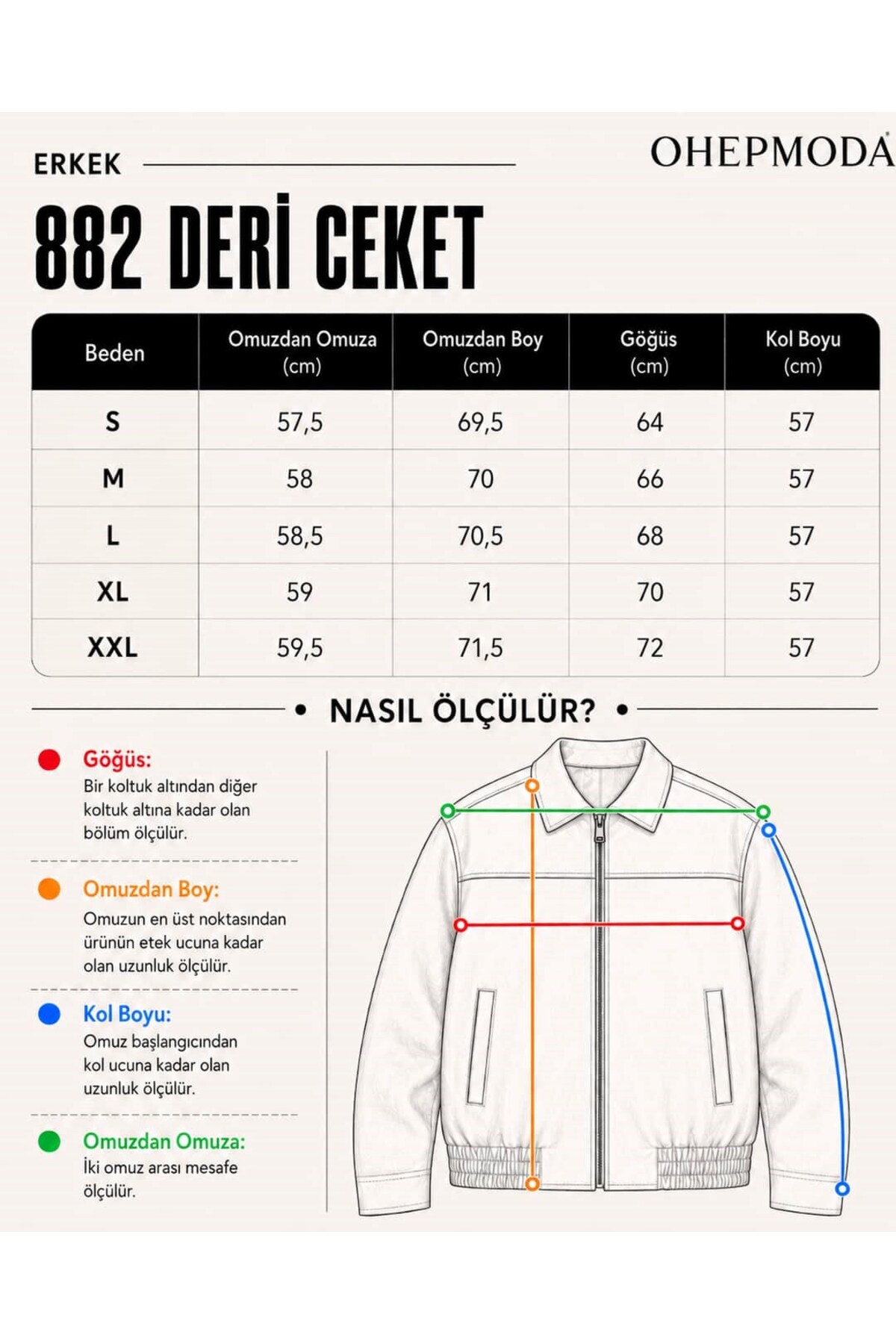 OHM OHEPMODA Göğüs Dikiş Detaylı Bel Lastikli Erkek Deri Ceket görsel 2