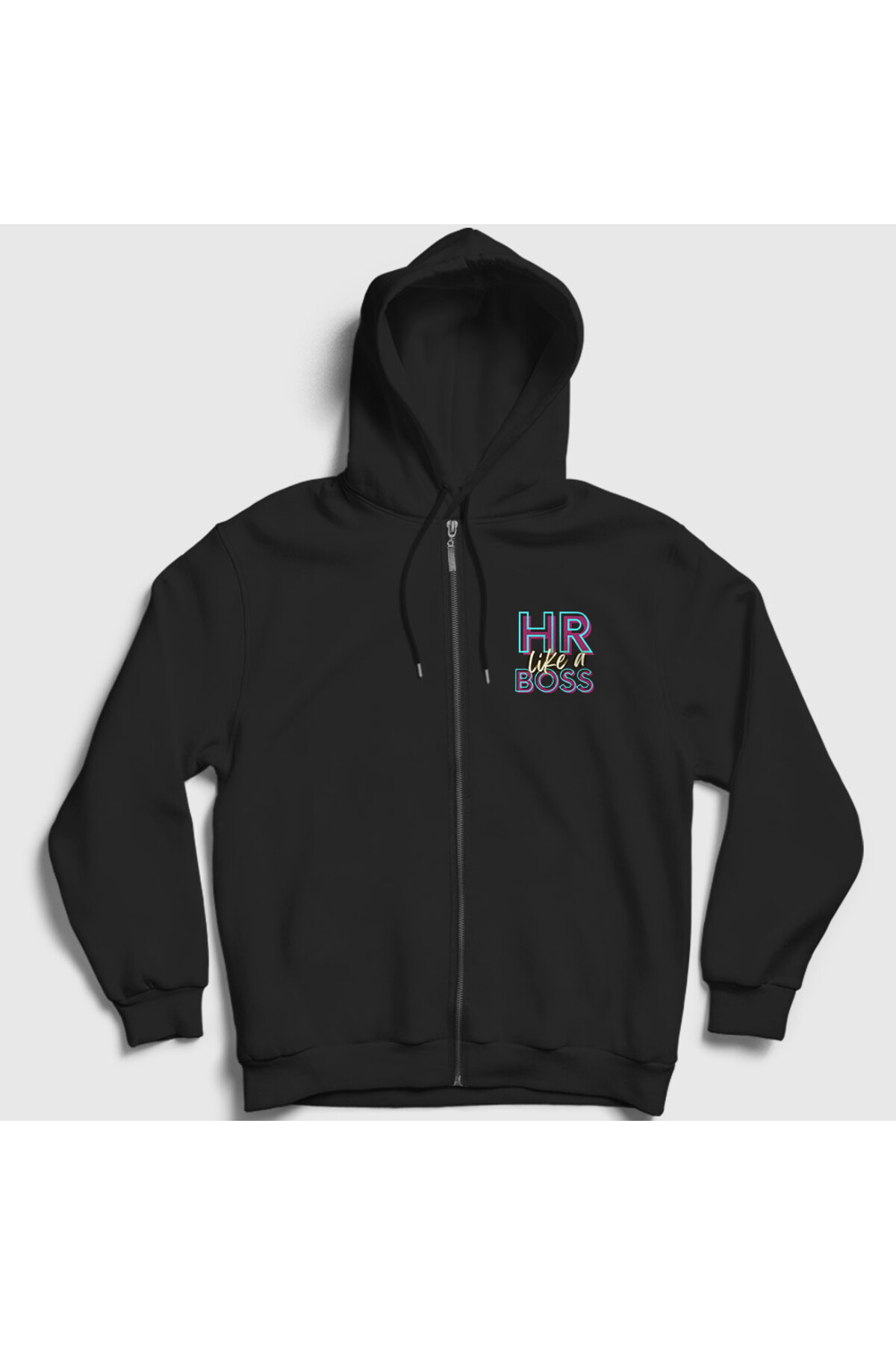 Presmono Unisex Black Hr Like a Human Resources Zippered Hooded Sweatshirt 465120Tt