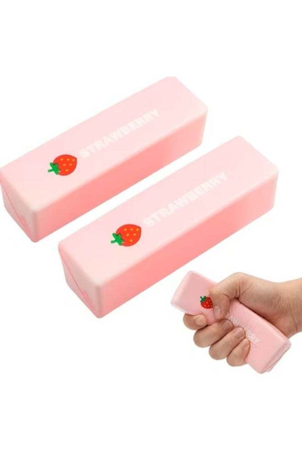 Squishy 2 Pack Pink Strawberry Butter Bar Toy, Stress Relief Sensory Toy