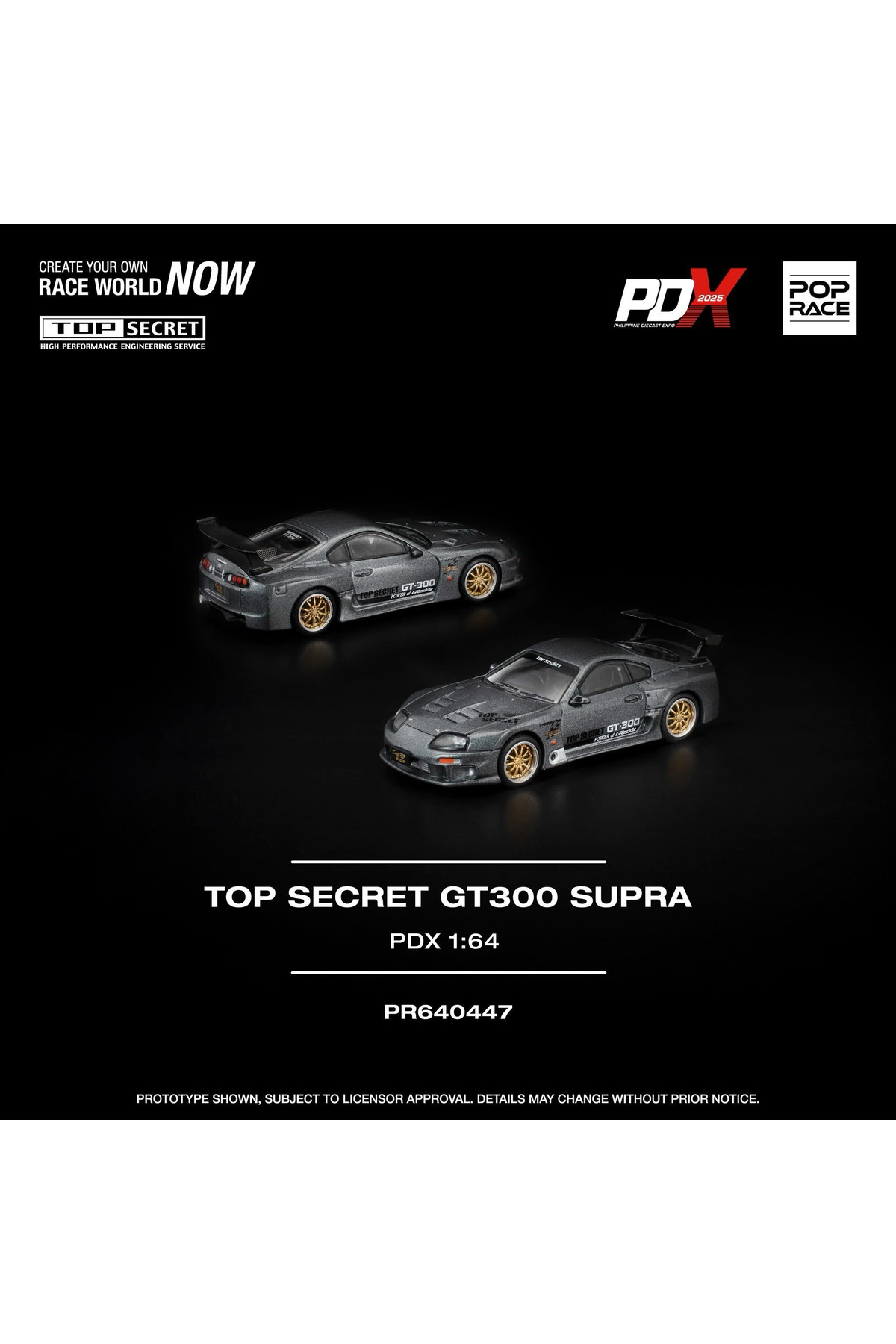 pop race 1 PopRace Top Secret GT300 Supra PDX Fuar özel 1/64Model