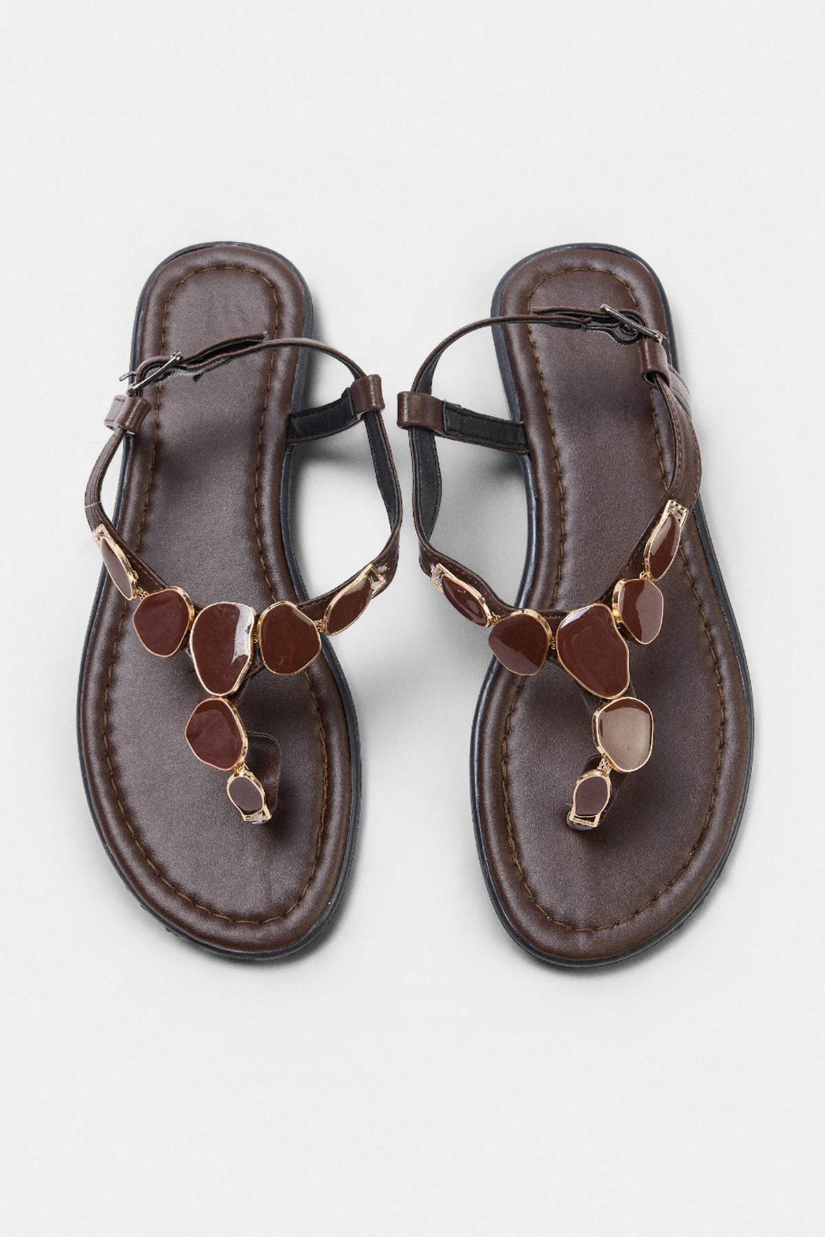 TRENDYOL SHOES Темно-коричневі жіночі сандалі TAKSS26SD00015