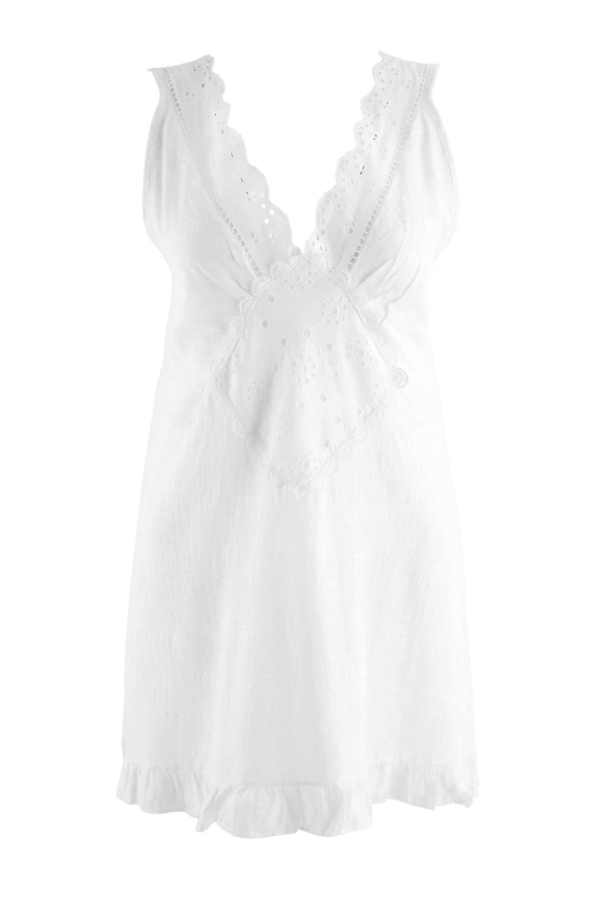 Trendyolmilla Curve Plaj Giyim Beyaz Brode Detaylı Mini Plaj Elbisesi TBBSS26AH00289
