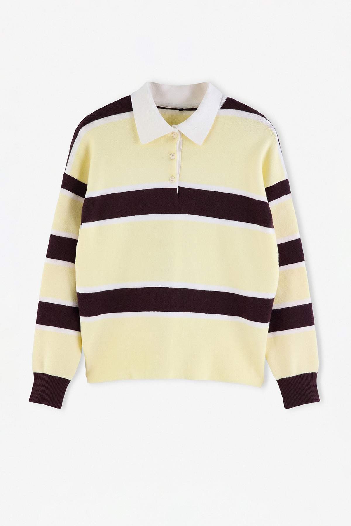 Trendyolmilla Wardrobe Essentials Sarı*002 Premium/Özel İplik Polo Yaka Triko Kazak | TWOAW26KZ00060
