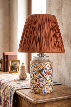 hmydesign Arme Desenli Handmade Seramik Abajur Kahverengi