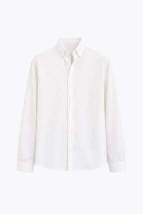 VAMOSCLO Basic Oversize Pamuk Keten Gömlek Ekru