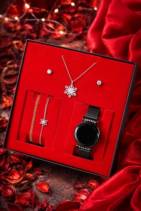 wesscollection Dokunmatik Kadın Kol Saati Kolye Bileklik Ve Küpe Set