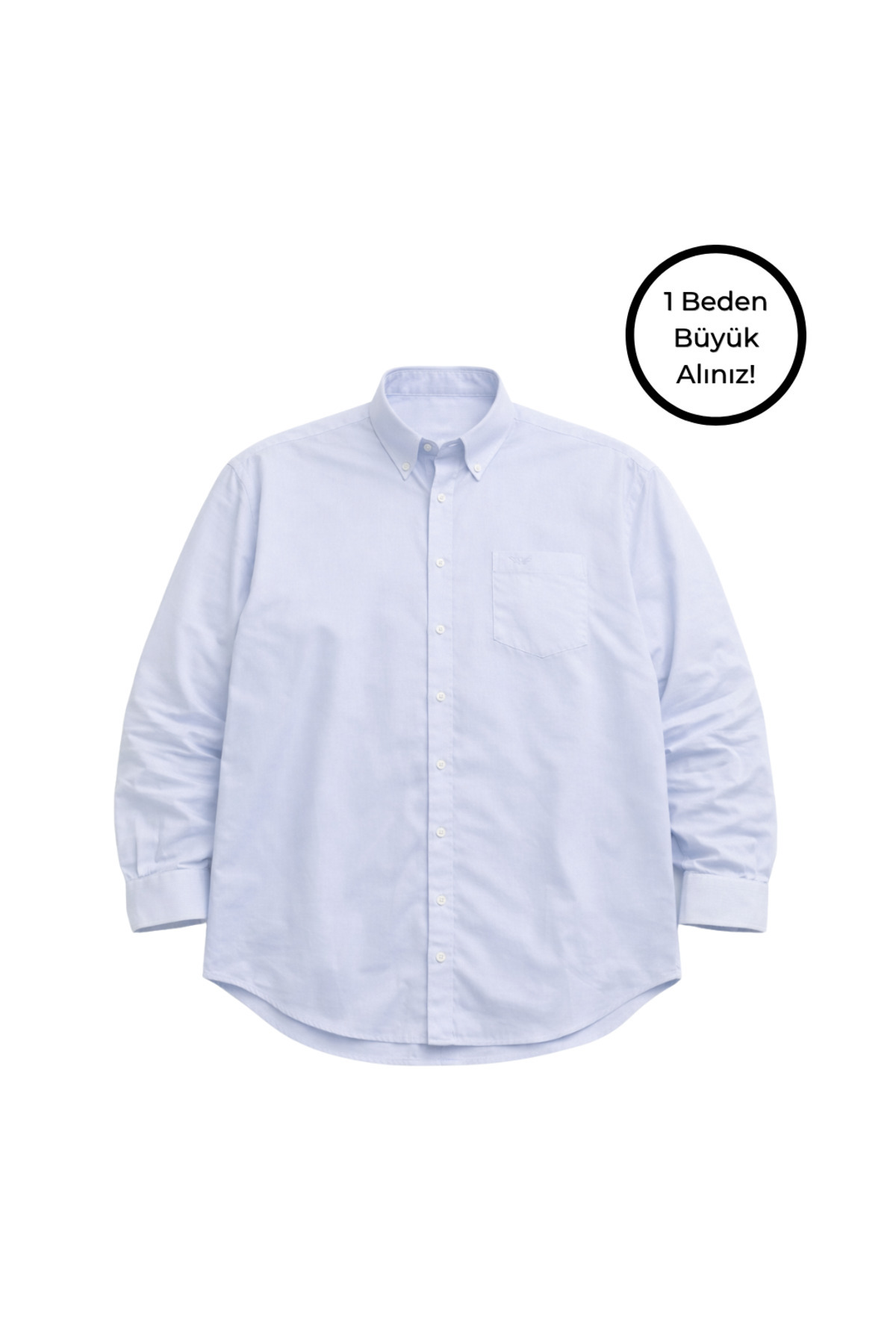 BattalModa Erkek Büyük Beden Açık Mavi Uzun Kollu Gömlek 3XL-4XL-5XL-6XL-7XL-8XL görsel 4