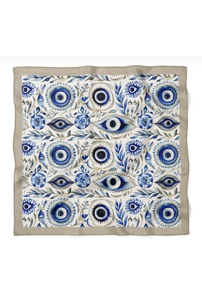 IŞIKTAŞ COLLECTİON Gri Göz Desen Bandana Fular 50x50 cm