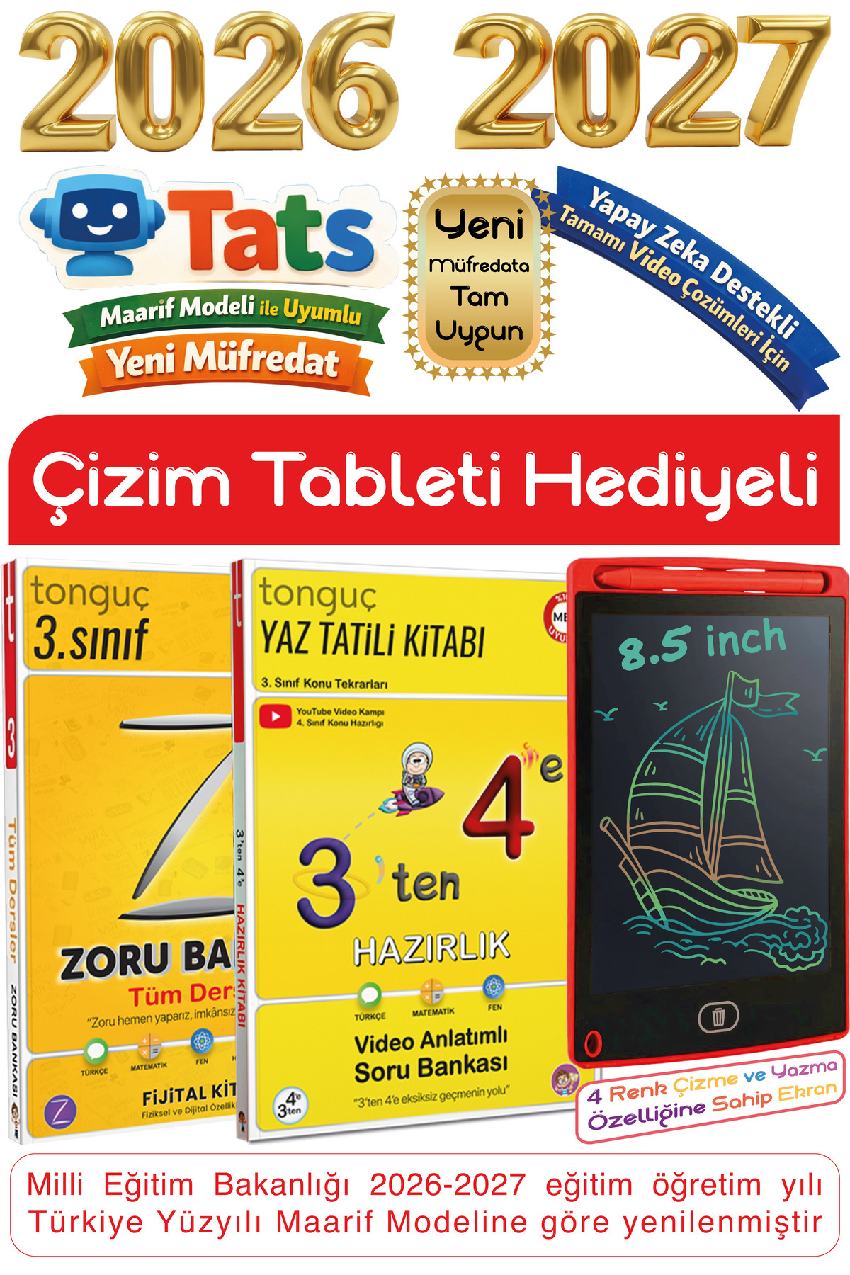 Tonguç Yayınları 3'ten 4'e Hazırlık Kitabı & Tüm Dersler Soru