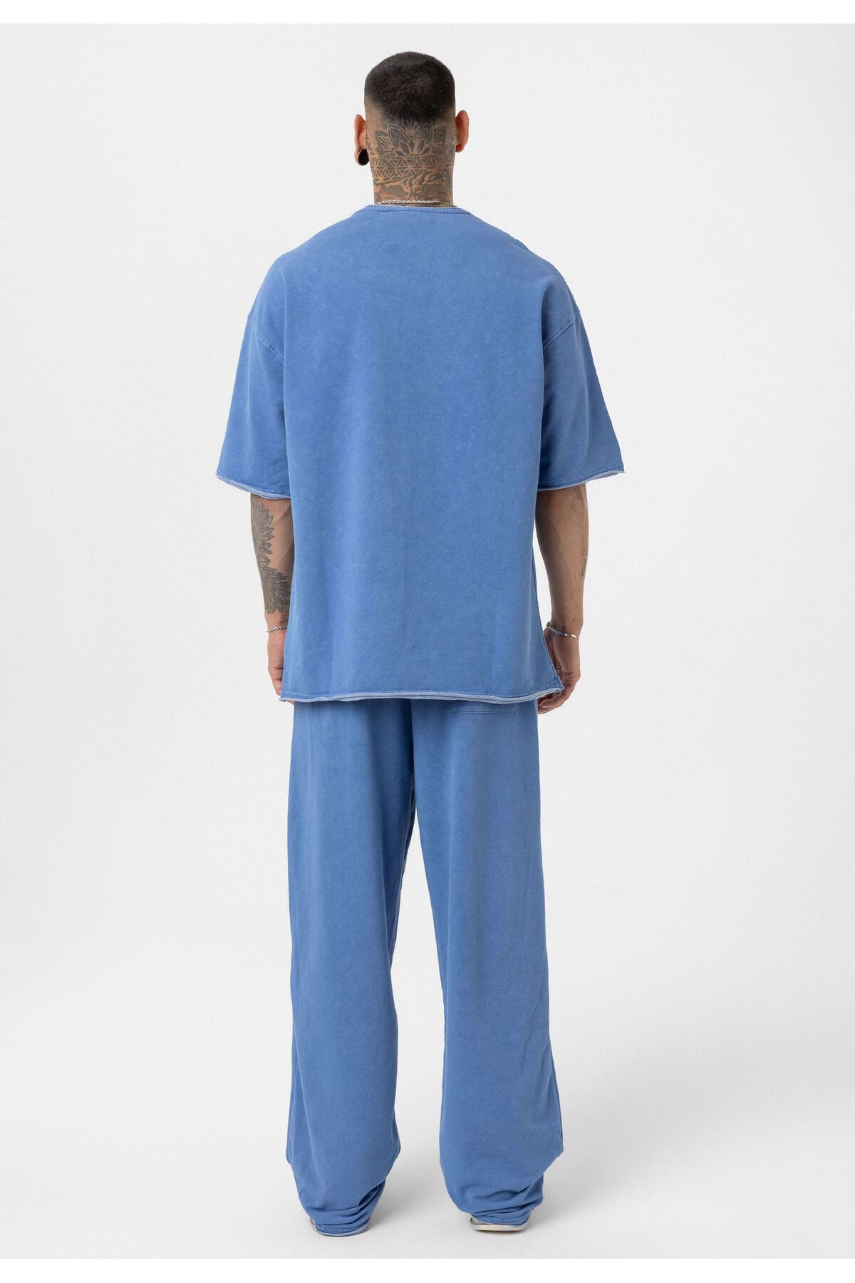 Yıkamalı Oversize Eşofman Takım — آبی DND_V90-02 — تصویر 4 از 6