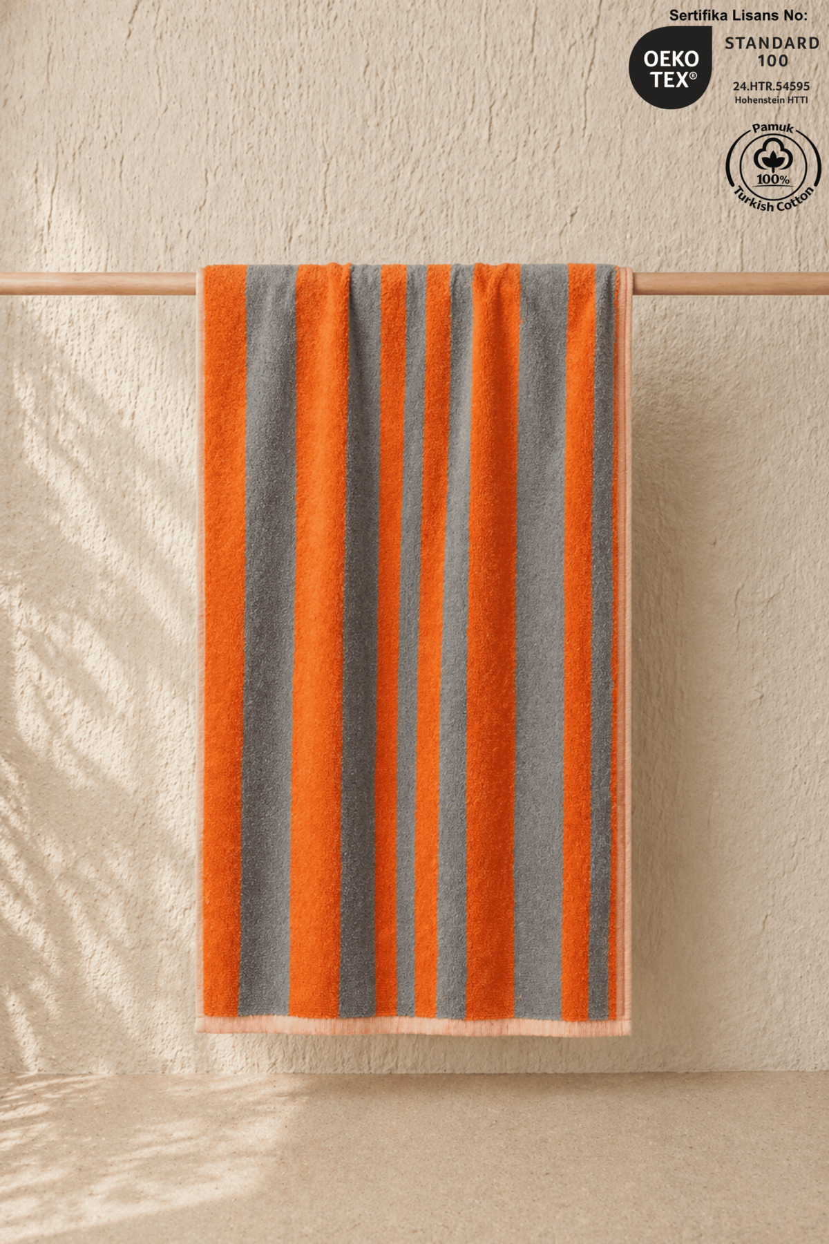 Beach Towel 100% Cotton Certified Coat Orange Gray Striped Pool Beach Towel 70x140cm