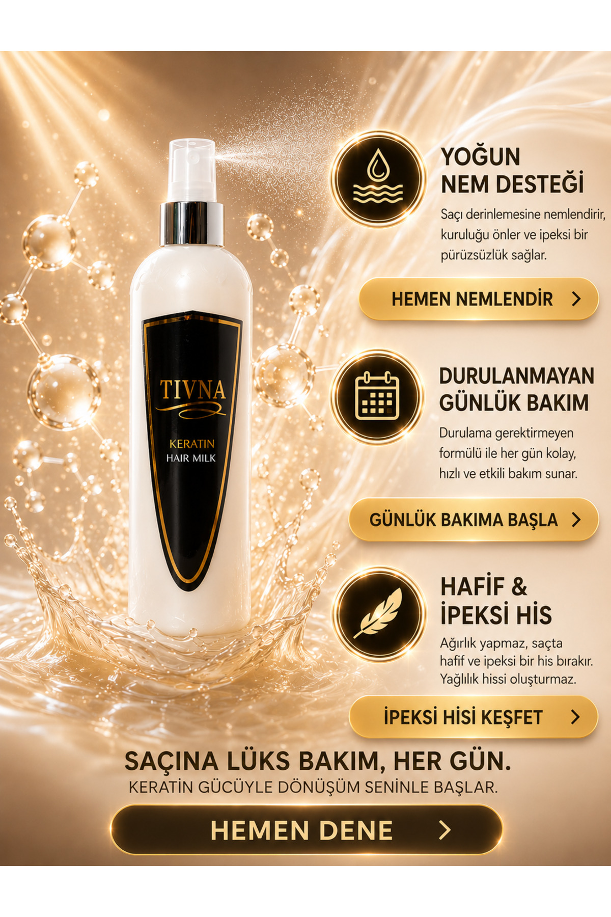 Keratin Sütü Argan Kolojen Bitkisel Kolay Tarama & Keratinli Saç Bakım Spreyi — LVX-9004 — تصویر 2 از 7