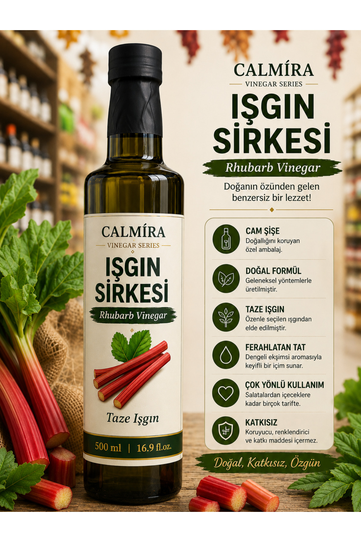 CALMİRA Işgın Kökü Sirkesi 500 ml / Katkısız / Fermente Sirke / Işkın Vinegar / Rheum Ribes - Fiyatı, Yorumları
