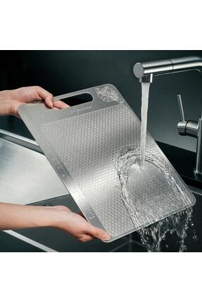 ShgHomeDesign Paslanmaz Çelik Kesme Tahtası 23x34 cm– Hijyenik, Kaymaz, Bulaş...