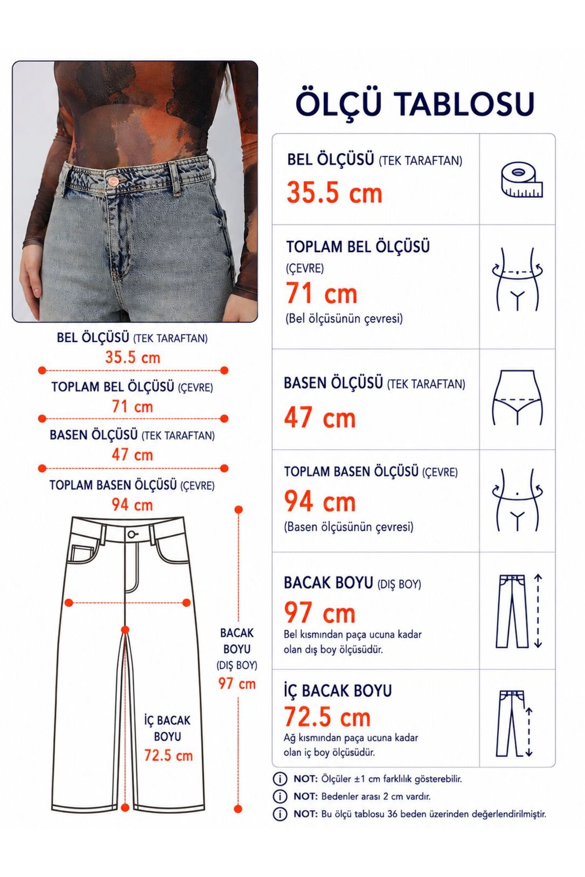 Ucajean  UCA JEAN Kadın Yüksek Bel Geniş paça Wide Leg Jean Pantolon - Görsel 8
