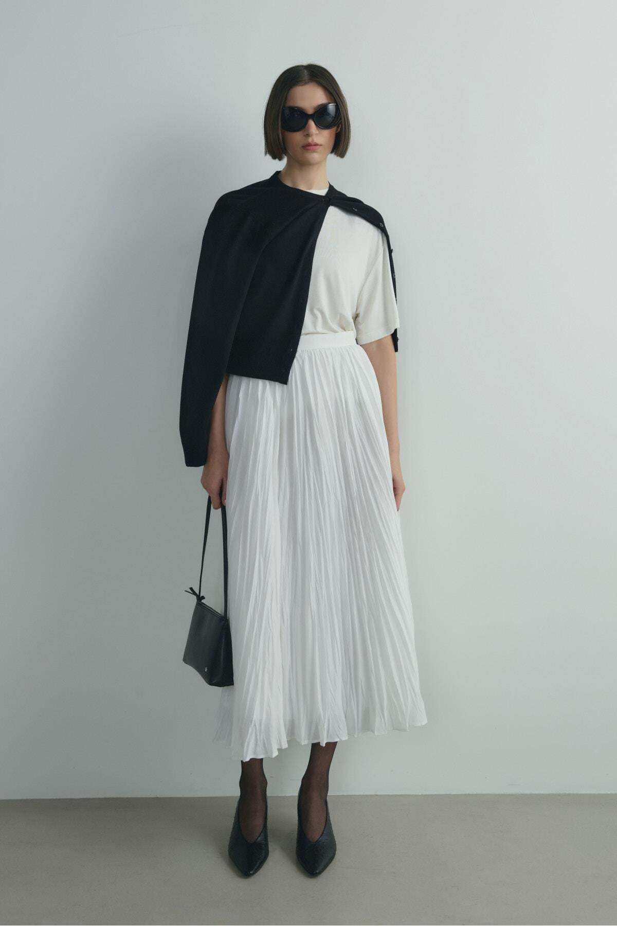 Ecru Donette Pleated Skirt