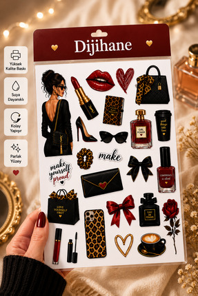 dijihane 60+ Parça Şık Moda Temalı Sticker Seti – Defter, Ajanda, Laptop ve T...