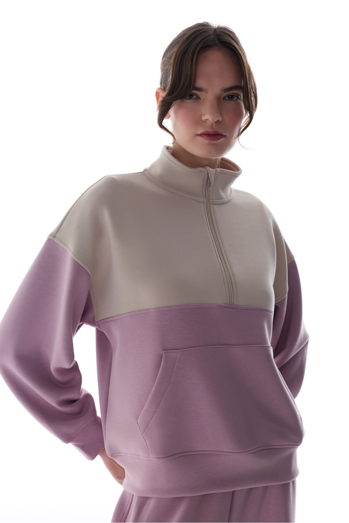 Penti  Açık Lila Silky Feel Color Block Sweatshirt - Görsel 4