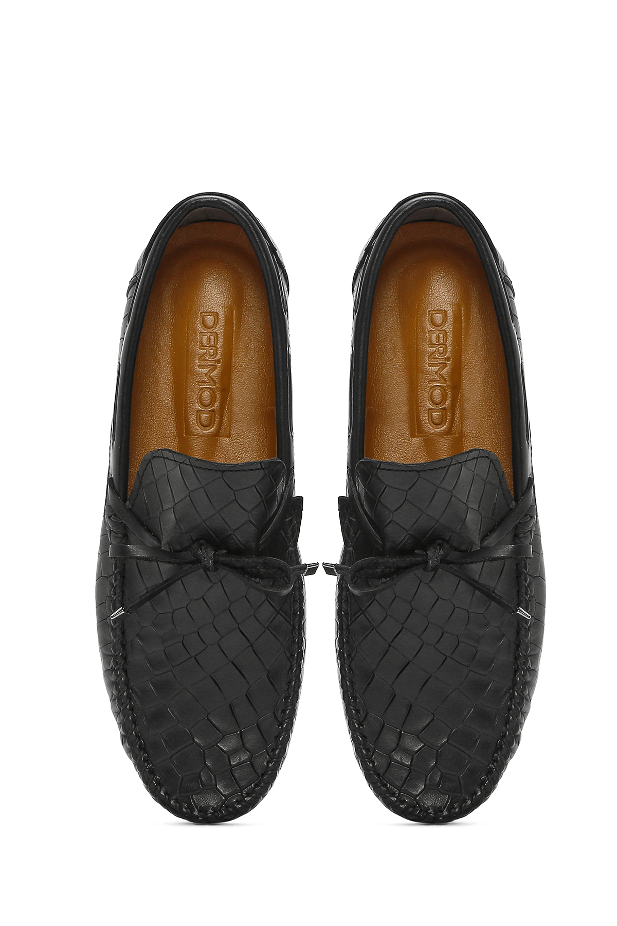 Derimod Erkek Siyah Kroko Deri Loafer 26SFD7544E3 görsel 4