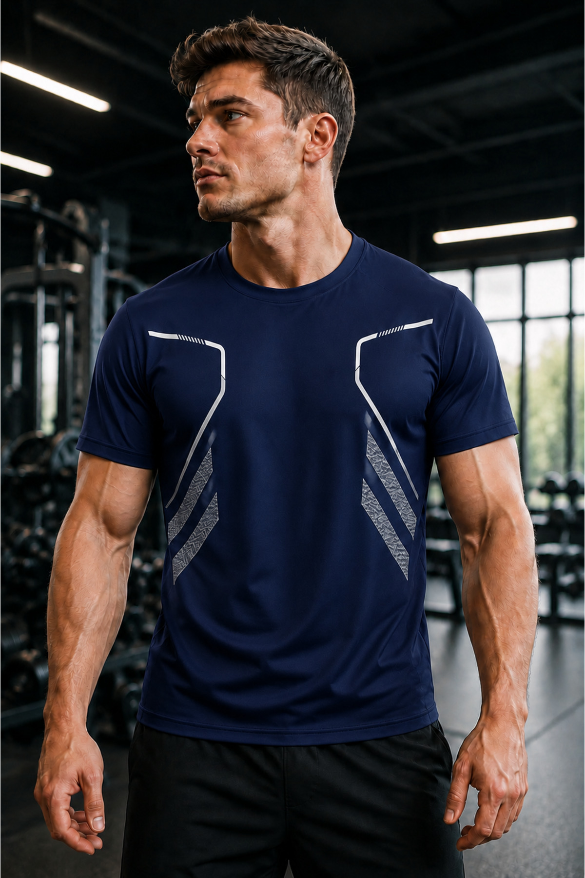 . Men's Compression Ultra Flexible Moisture Absorbing Body Geometric Fast Drying Lightweight Sports T-shirt
