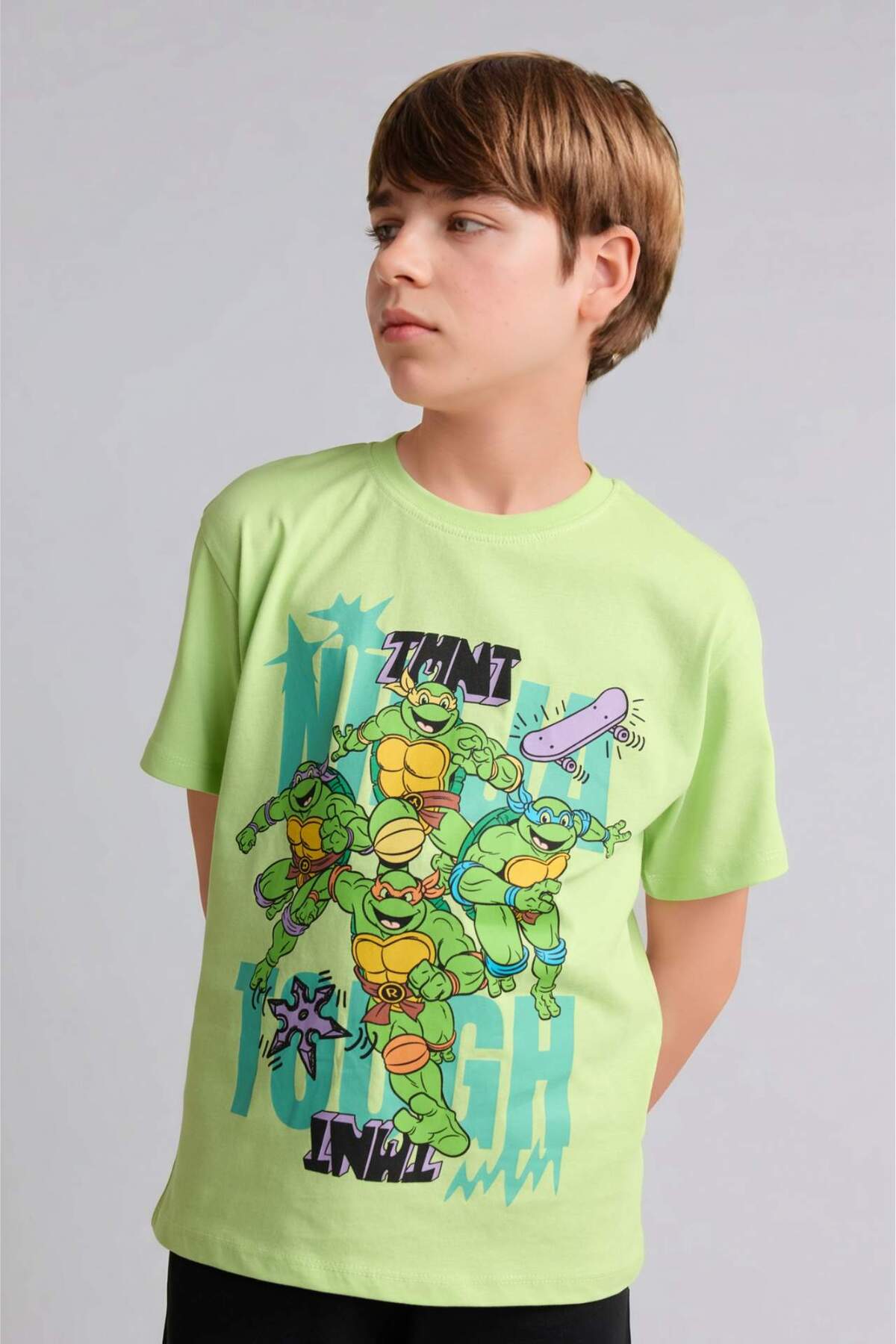 Defacto %100 Pamuk Nınja Turtles-Retro Kısa Kollu Tişört Şort Alt