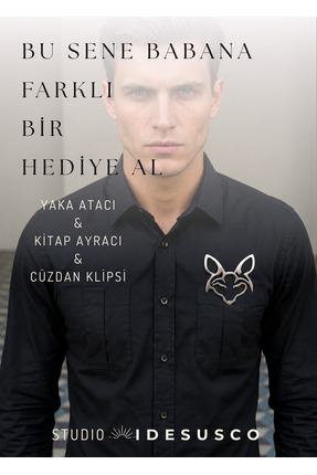Stor Şamanik Tilki Figürlü Metal Broş Tiki ve Kitap Ayracı
