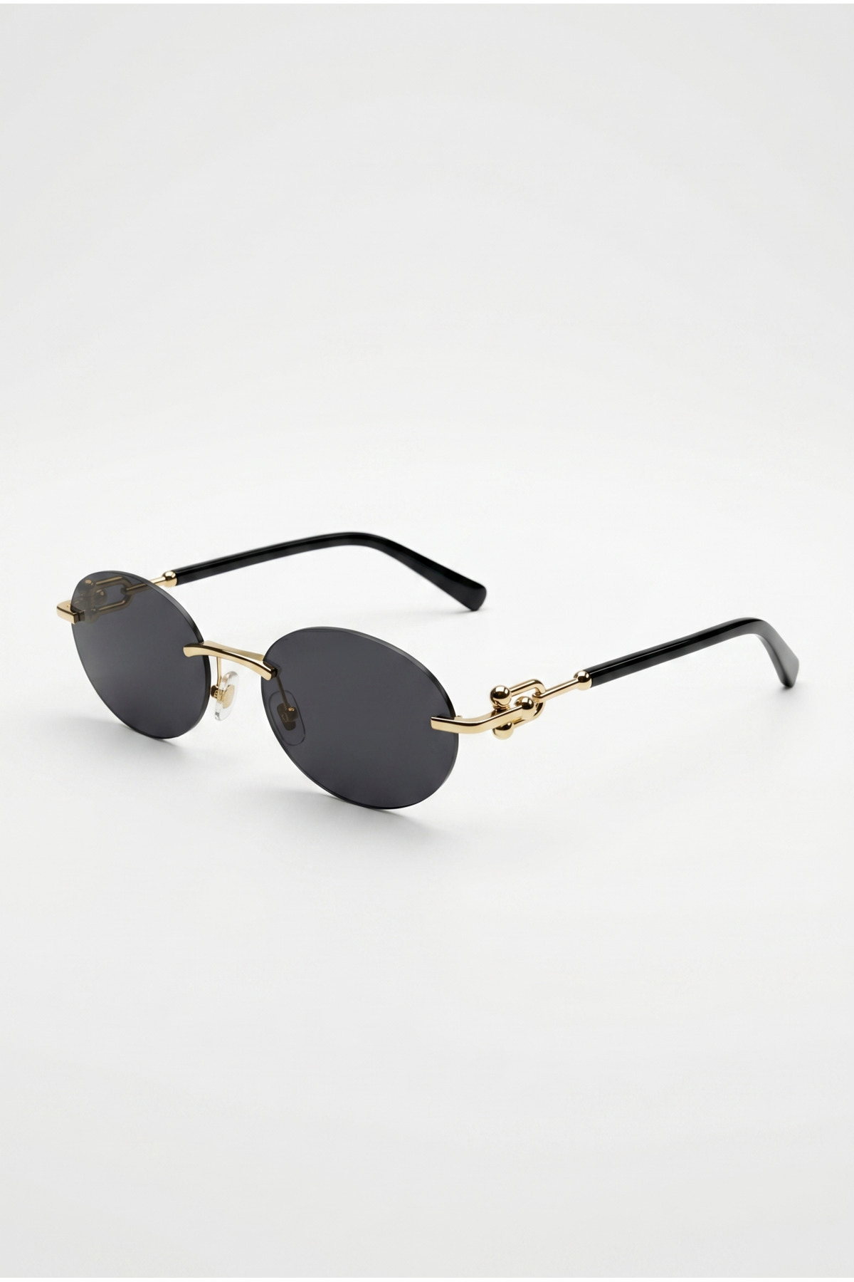 Houseofeyeris ELVA RIMLESS Oval Güneş Gözlüğü, UV400 Korumalı, Gold Metal Detaylı, Hafif Şık Kadın Stili görsel 5