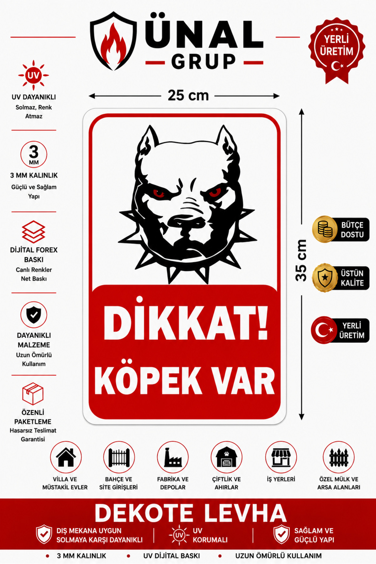Attention There is a Dog Warning Sign 25x35 cm A Quality Easy Installation Warning Sign PVC