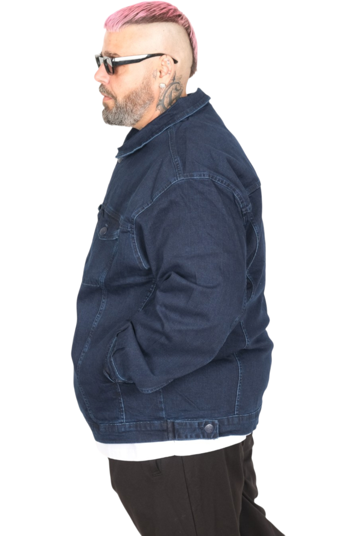 ModeXL Mode Xl Büyük Beden Erkek Kot Mont Lopez 22800 Lacivert görsel 6