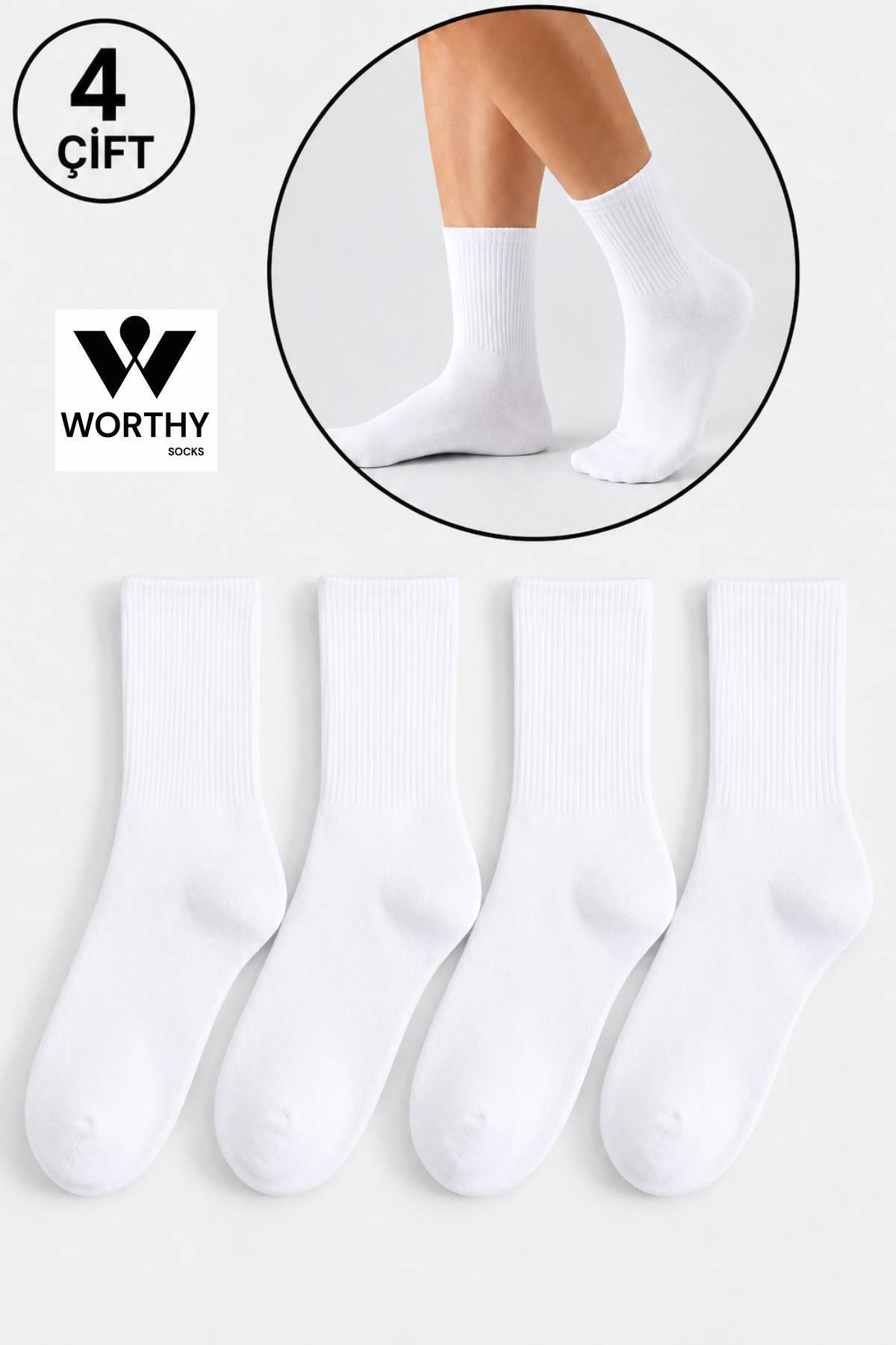 WORTHY SOCKS 4'lü Atletik Spor Tenis Kolej Çorap