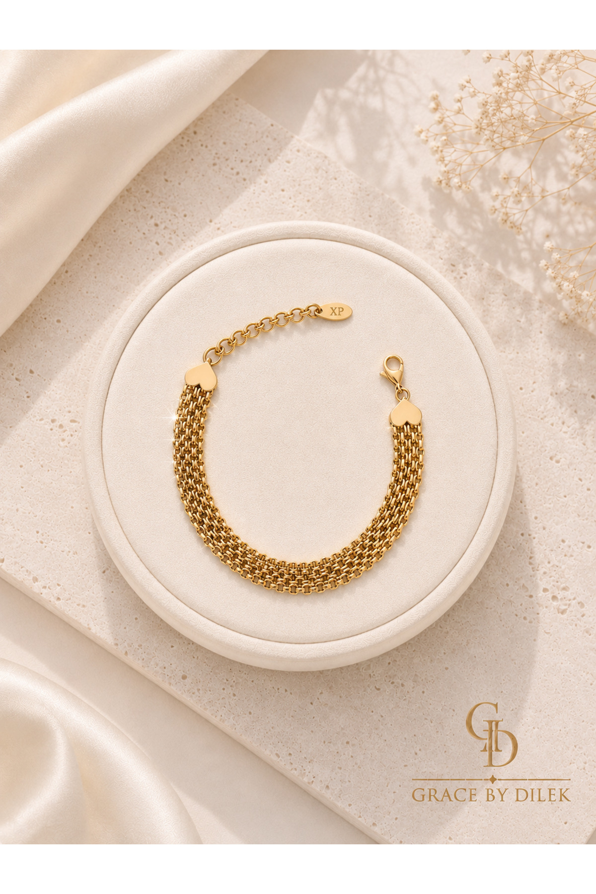 GRACEbyDilek ALTIN KAPLAMA KARARMAZ HASIR BİLEKLİK