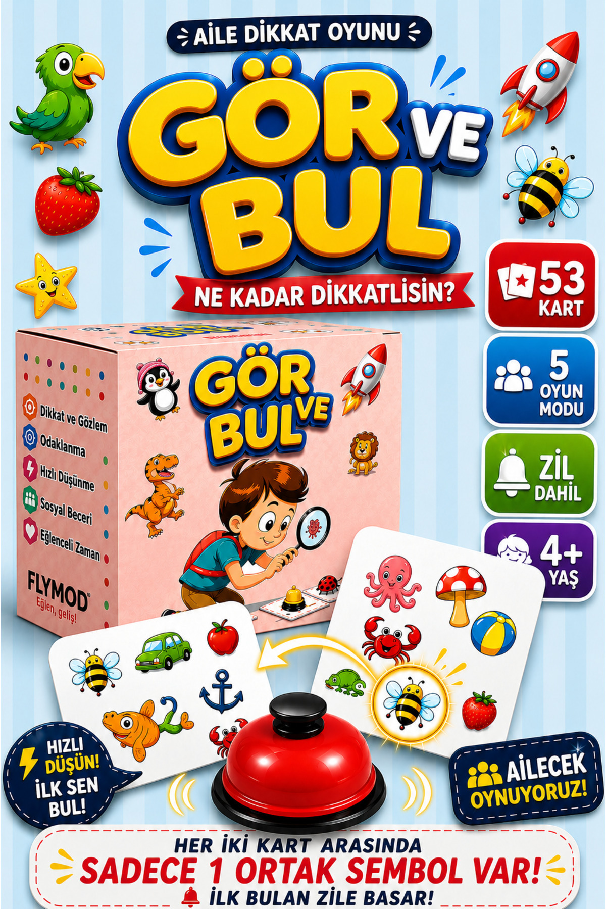 Flymod Gör Ve Bul Dikkat Zeka Çocuk Aile Grup Kutusu Oyunu Findit Yükselen Eğlenceli Ne Kadar Dikkatlisin