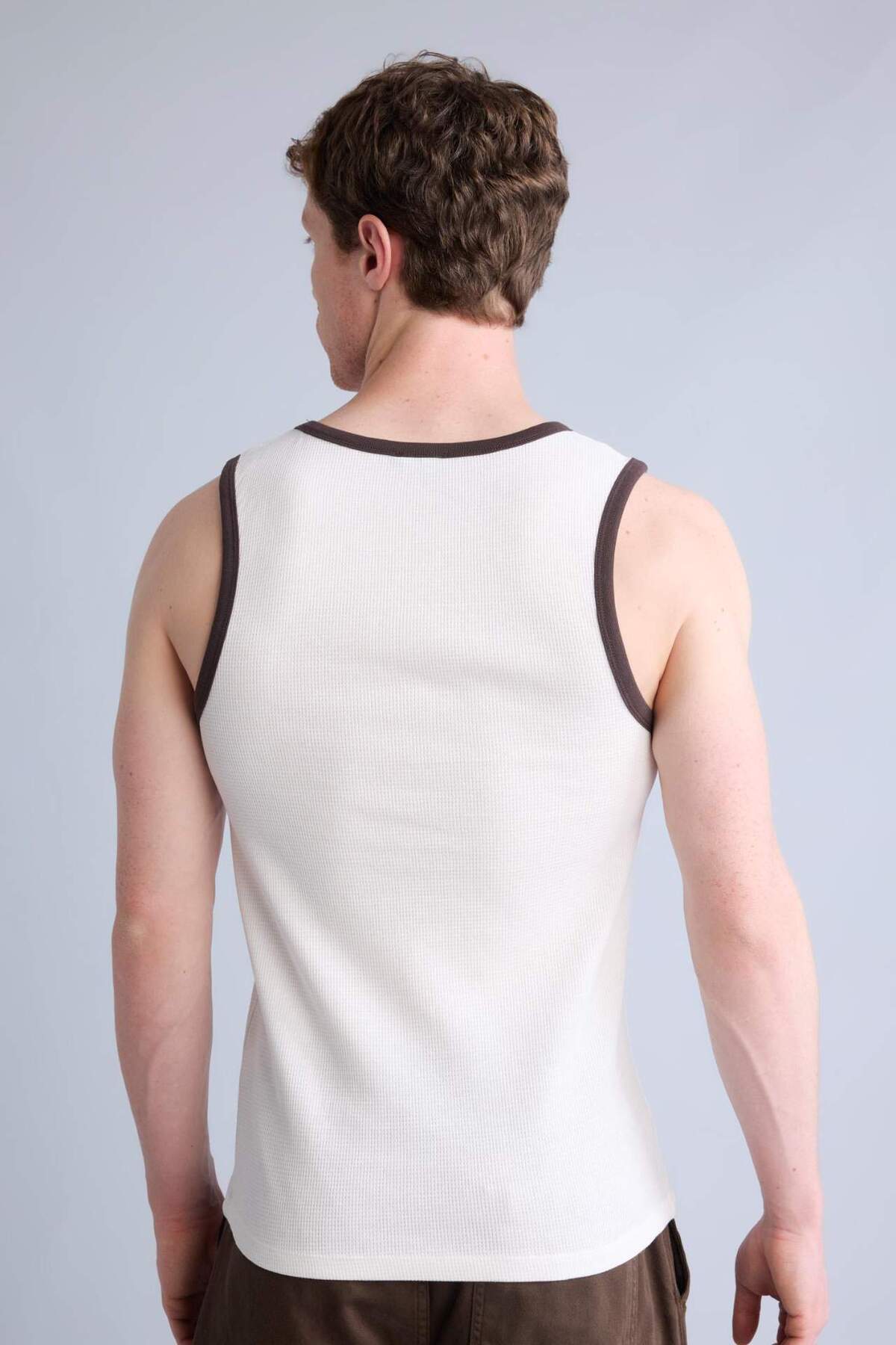DeFacto %100 Pamuk Regular Fit Bisiklet Yaka Waffle Atlet H7487AX26HS görsel 6