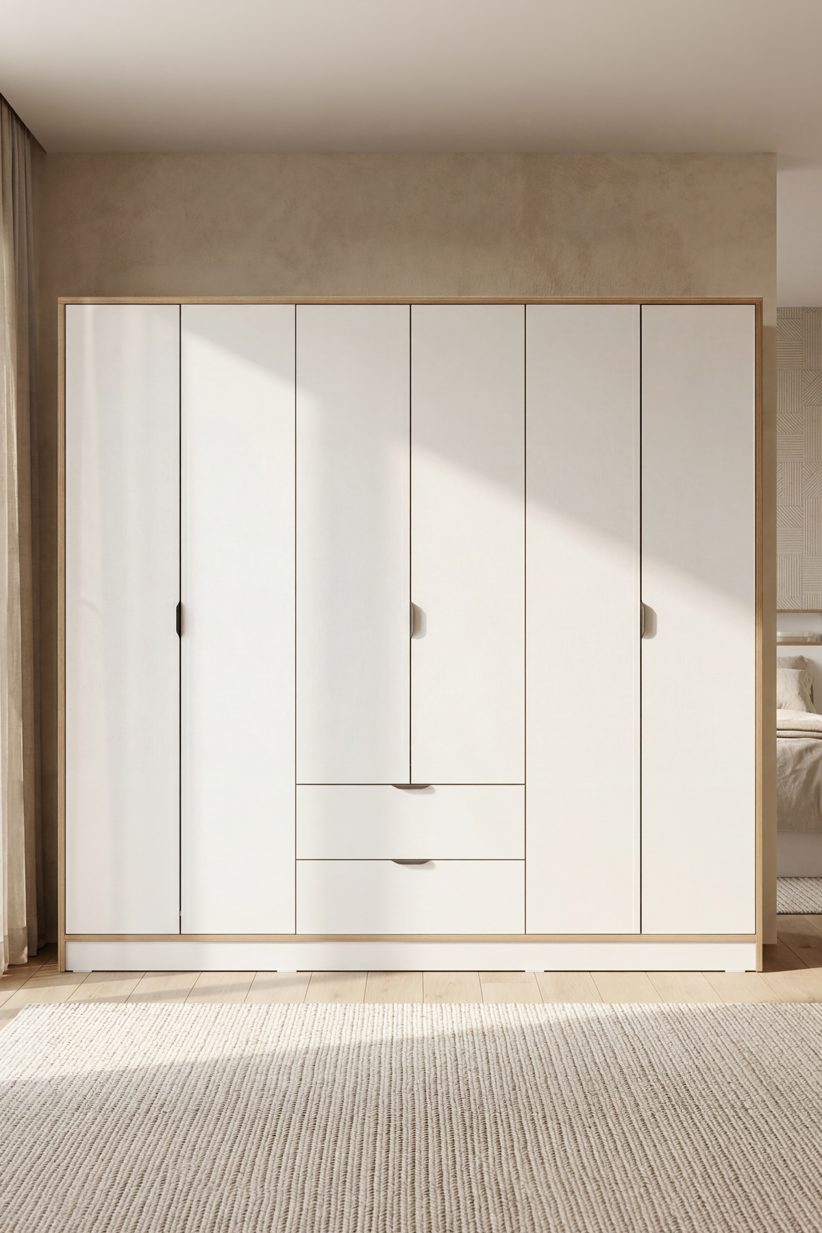 Arden 6 Door 2 Drawer Wardrobe/Wardrobe 190x182x44 cm White – Modern Design