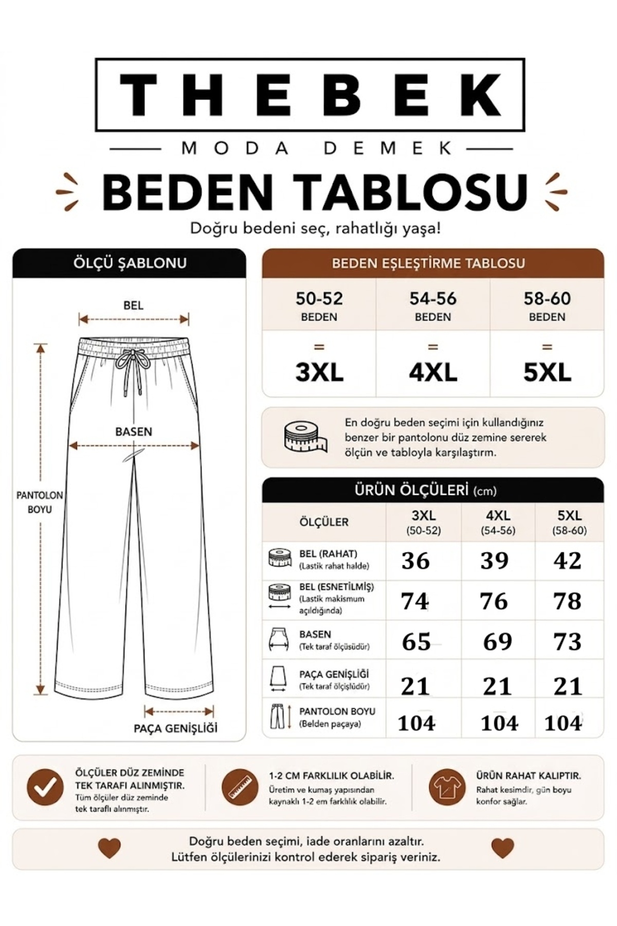 THEBEK Kadın Viskon Cepsiz Battal - normal - Pantolon Rahat Kesim Büyük Beden görsel 4